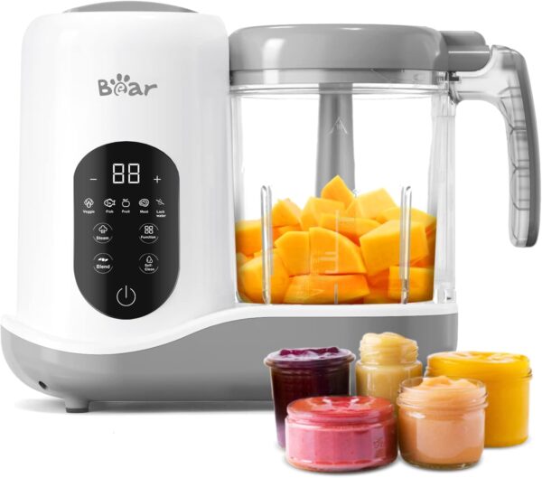 BEAR 2024 Baby Food Maker | One Step Baby Food Processor Steamer Puree Blender | Auto Cooking & Grinding | Baby Food Puree Maker with Self Cleans | Touch Screen Control