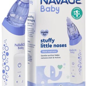 Navage Baby Nasal Aspirator - Gentle, Pediatrician Recommended Nasal Aspirator for Baby Congestion & Stuffy Noses - Baby Nose Sucker w/ Lights, Lullabies & BPA Free Silicone Tips