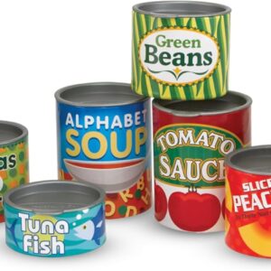 Melissa & Doug Let's Play House! Grocery Cans Play Food Kitchen Accessory ,3+ years- 10 Stackable Cans With Removable Lids