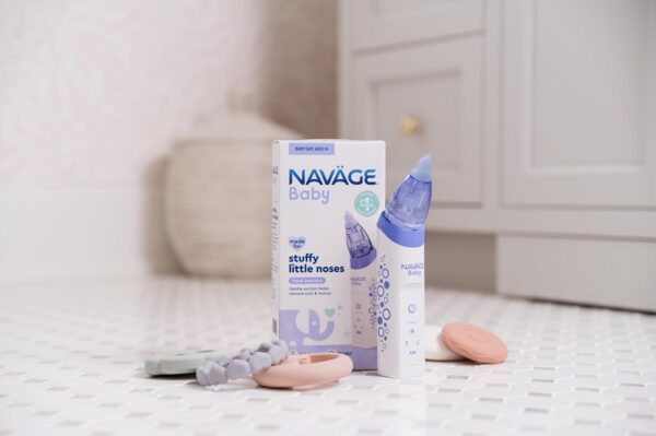 Navage Baby Nasal Aspirator - Gentle, Pediatrician Recommended Nasal Aspirator for Baby Congestion & Stuffy Noses - Baby Nose Sucker w/ Lights, Lullabies & BPA Free Silicone Tips - Image 2