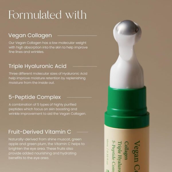AXIS-Y Vegan Collagen Eye Serum - K Beauty Triple Hyaluronic Acid & Peptide Collagen Serum Improve Skin Elasticity, Reduce Fine Lines & Dark Circles - Vegan Korean Skin Care Eye Cream - Image 2