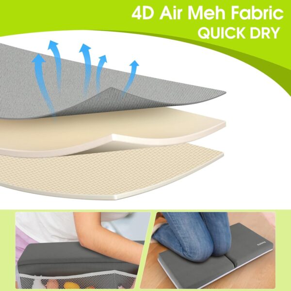 Drying-Free Bath Kneeler and Elbow Rest Pad Set for Baby Kid's, Waterproofing Kneeling Pad Painless Memory Foam Baby Bath Pad with Toy Organizer, Waterproof and Easy to Clean - Image 3