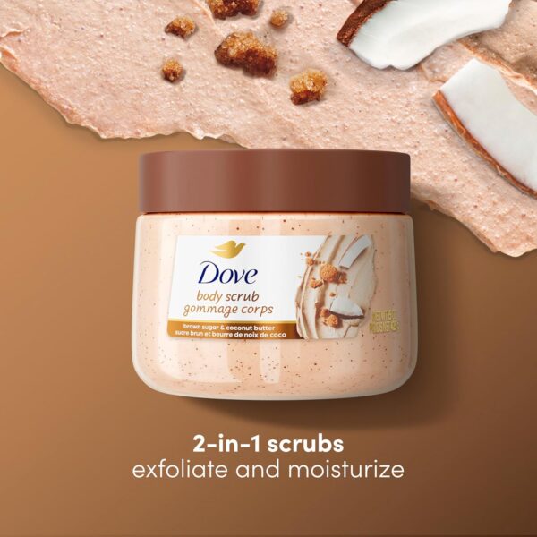 Dove Brown Sugar and Coconut Body Scrub Exfoliates and Deeply Nourishes for Smooth, Radiant Skin 15oz - Image 3