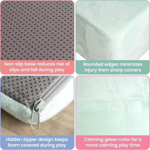 Foam Climbing Blocks for Toddlers - 5 Piece Climb and Crawl Foam Playset with Calming Green Color and Washable Cover - Nonslip Soft Play Climbing for Toddlers, Baby Gym, Toys Indoors - Image 3