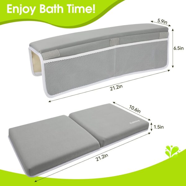 Drying-Free Bath Kneeler and Elbow Rest Pad Set for Baby Kid's, Waterproofing Kneeling Pad Painless Memory Foam Baby Bath Pad with Toy Organizer, Waterproof and Easy to Clean - Image 4