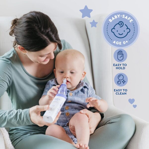 Navage Baby Nasal Aspirator - Gentle, Pediatrician Recommended Nasal Aspirator for Baby Congestion & Stuffy Noses - Baby Nose Sucker w/ Lights, Lullabies & BPA Free Silicone Tips - Image 4