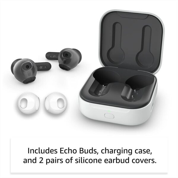 Amazon Echo Buds (newest model), True Wireless Bluetooth 5.2 Earbuds with Alexa, audio personalization, multipoint, 20H battery with charging case, fast charging, sweat resistant, Black - Image 5