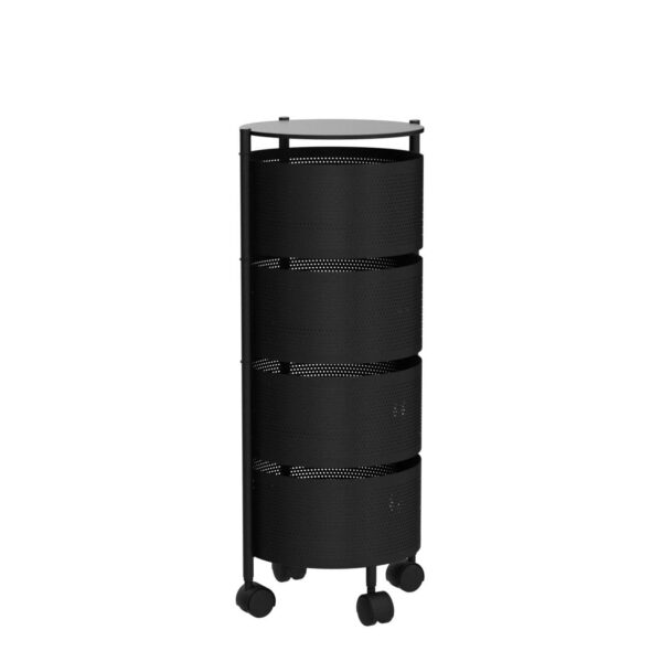 JAQ Rotating Storage Shelves Rack for Kitchen, 4-Tier Multi Layer Removable Basket Shelf Organizer on Rolling Wheels for Fruit Vegetable Grocery Corns Potato Onion (4-Tier, White) - Image 31