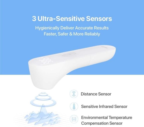iHealth No-Touch Forehead Thermometer, Infrared Digital Thermometer for Adults and Kids, Touchless Baby Thermometer, 3 Ultra-Sensitive Sensors, Large LED Digits, Quiet Vibration Feedback, Non Contact - Image 7