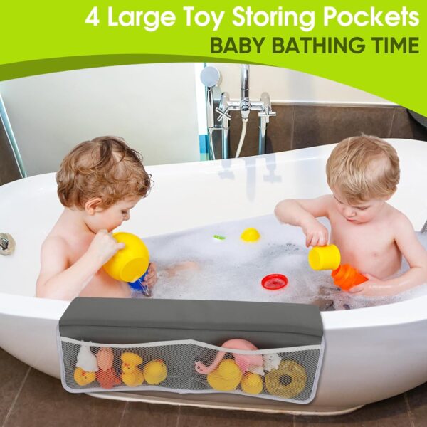Drying-Free Bath Kneeler and Elbow Rest Pad Set for Baby Kid's, Waterproofing Kneeling Pad Painless Memory Foam Baby Bath Pad with Toy Organizer, Waterproof and Easy to Clean - Image 5