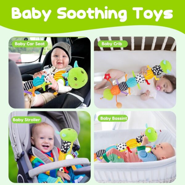 Baby Sensory Toy 0-6 Month Music Animal Stuffed Plush Caterpillar Toy for Infant 0-3-6 Month Tummy Time with Baby Mirror Crinkle Rattle for 6-12 Month Easter Toy for Newborn Boys Girls Birthday Gifts - Image 5