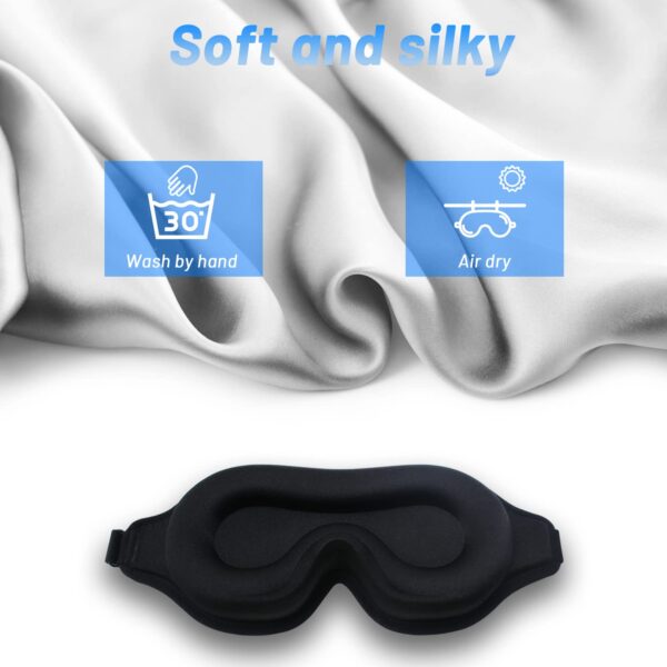 Sleep Eye Mask for Men Women, Lash Extensions 3D Sleeping Mask, Travel Blackout Night Blindfold Eye Shade Cover with Adjustable Strap (Black-3D) - Image 3