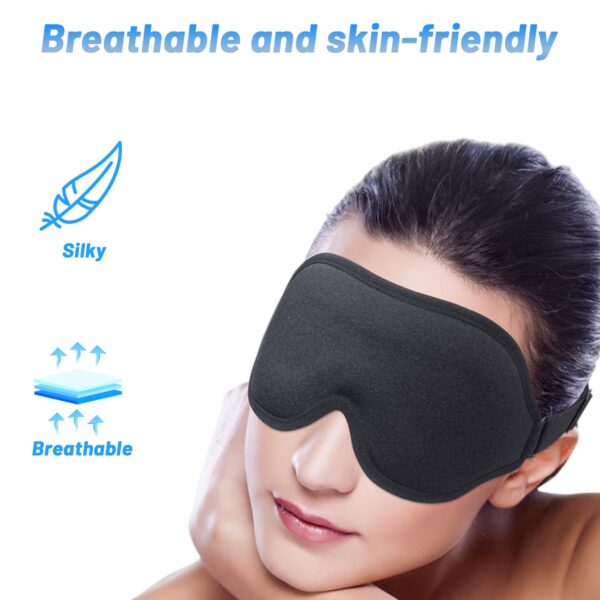 Sleep Eye Mask for Men Women, Lash Extensions 3D Sleeping Mask, Travel Blackout Night Blindfold Eye Shade Cover with Adjustable Strap (Black-3D) - Image 2