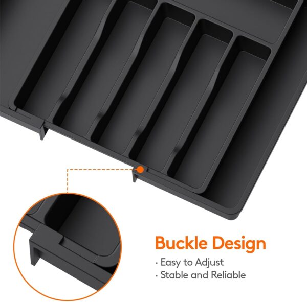Expandable Silverware Drawer Organizer - BPA-Free Cutlery Tray, Large Size (Black) - Image 8