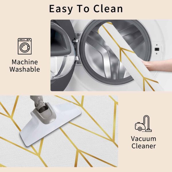 Cushioned Anti-Fatigue Kitchen Mats - Geometric Golden Stripes (Set of 2) - Image 6