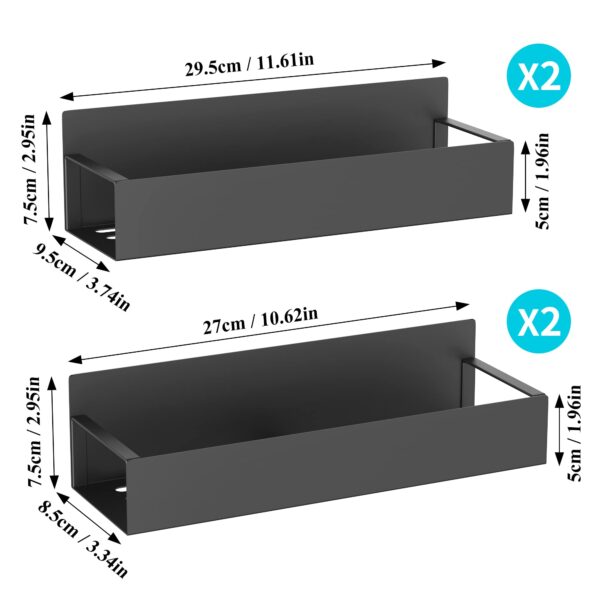 HuggieGems 4 Pack Magnetic Spice Storage Rack Organizer for Refrigerator and Oven, Black Fridge Organizers and Storage - Image 3