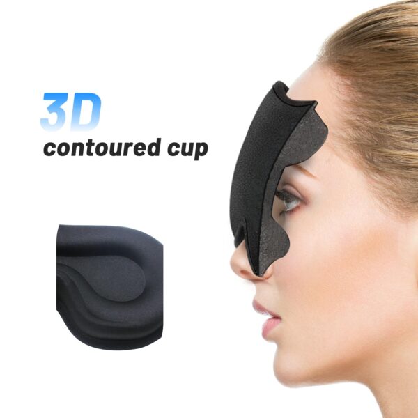 Sleep Eye Mask for Men Women, Lash Extensions 3D Sleeping Mask, Travel Blackout Night Blindfold Eye Shade Cover with Adjustable Strap (Black-3D) - Image 6