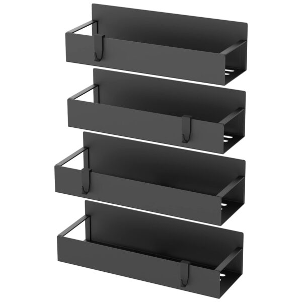 HuggieGems 4 Pack Magnetic Spice Storage Rack Organizer for Refrigerator and Oven, Black Fridge Organizers and Storage - Image 5