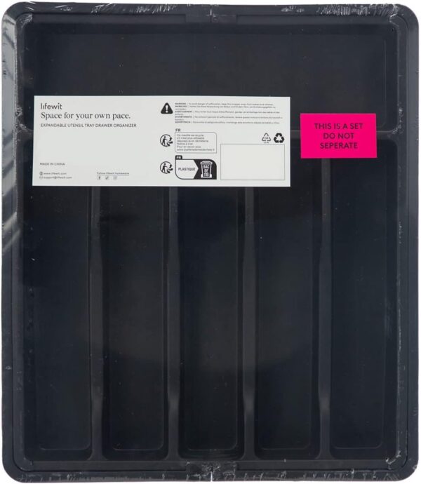 Expandable Silverware Drawer Organizer - BPA-Free Cutlery Tray, Large Size (Black) - Image 9
