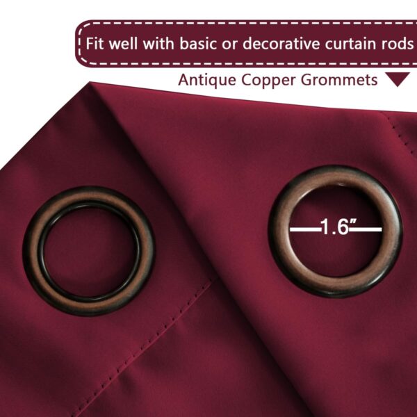 H.VERSAILTEX Premium Blackout Curtains for Bedroom Thermal Insulated Room Darkening Curtains Bedroom Curtains for Christmas Home Decoration - Grommet Top (2 Panels,Burgundy, 52 by 84 - Inch) - Image 7