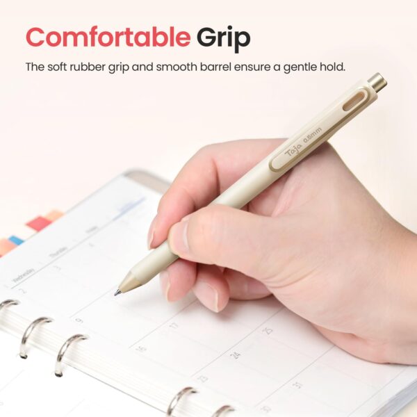 Gel Pens, 6 Pcs Quick Dry Blcak Gel Ink Pens, 0.5mm Fine Point Smooth Writing Pens for Journaling and Note Taking, Cute Aesthetic Pens for Women & Men-Sand Gold - Image 7