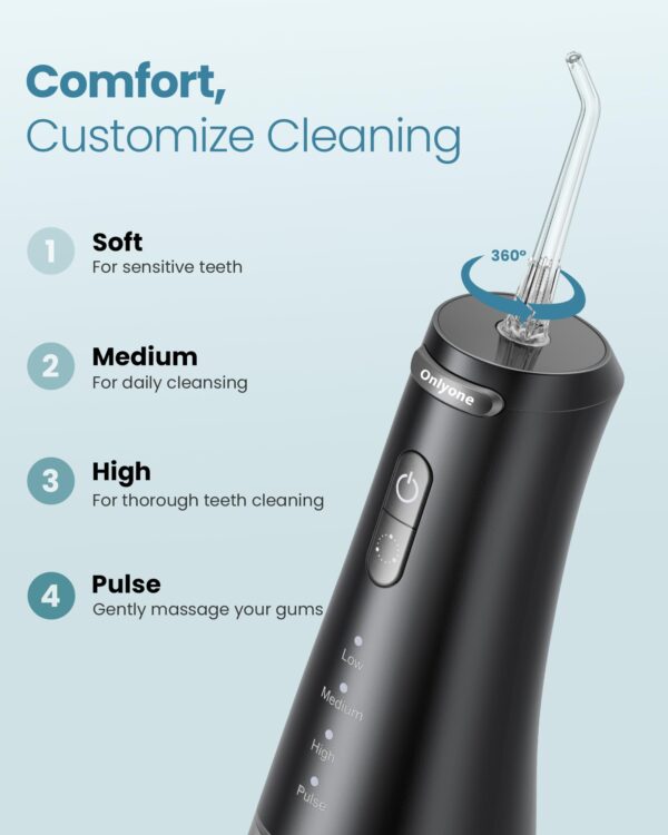 Onlyone Water Dental Flosser Pick for Teeth, 300ML Portable Oral Irrigator, Rechargeable Travel Irrigation Cleaner, Professional Electric Flossing Machine Power Flossers & Irrigator Accessories - Image 7