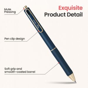 Gel Pens, 6 Pcs Quick Dry Blcak Gel Ink Pens, 0.5mm Fine Point Smooth Writing Pens for Journaling and Note Taking, Cute Aesthetic Pens for Women & Men-Sand Gold