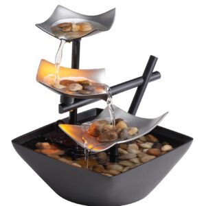 Homedics Tabletop Water Fountain, Home Décor Soothing Sound Machine - Automatic Pump, Deep Basin & Natural River Rocks. Indoor Zen Relaxation for Office, Living Room, or Bedroom, 8.25” Tall