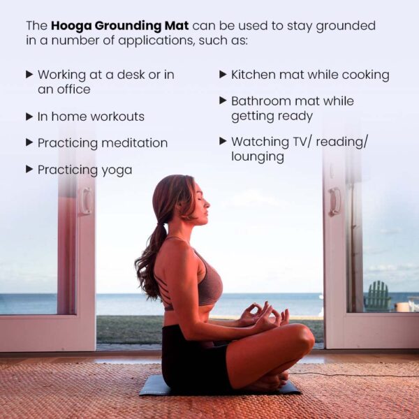 Hooga Grounding Mat for Sleep, Energy, Pain Relief, Inflammation, Balance, Wellness. Earth Connected Therapy. Indoor Grounding at Home, Office, Work. 15 Foot Cord Included. Conductive Carbon - Image 3