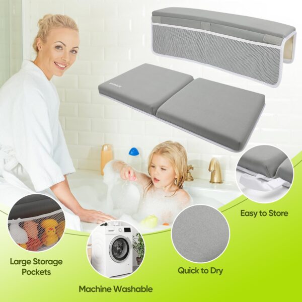 Drying-Free Bath Kneeler and Elbow Rest Pad Set for Baby Kid's, Waterproofing Kneeling Pad Painless Memory Foam Baby Bath Pad with Toy Organizer, Waterproof and Easy to Clean - Image 6