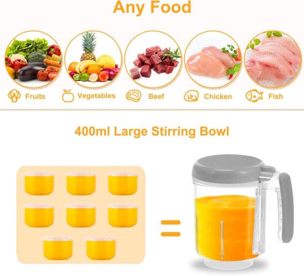 BEAR 2024 Baby Food Maker | One Step Baby Food Processor Steamer Puree Blender | Auto Cooking & Grinding | Baby Food Puree Maker with Self Cleans | Touch Screen Control - Image 6