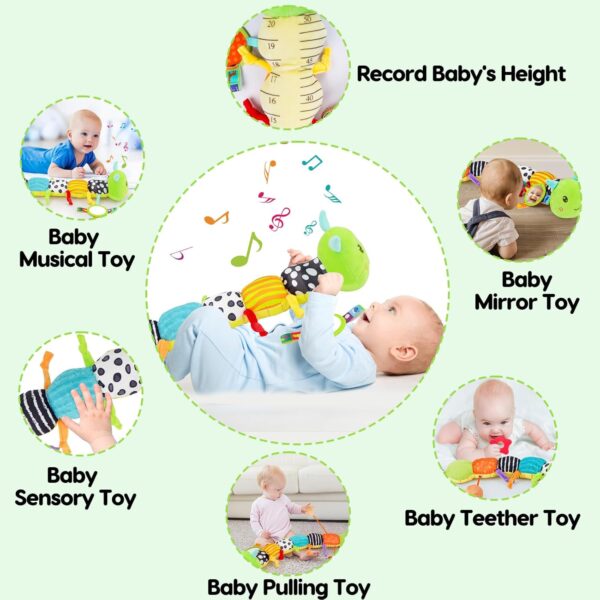 Baby Sensory Toy 0-6 Month Music Animal Stuffed Plush Caterpillar Toy for Infant 0-3-6 Month Tummy Time with Baby Mirror Crinkle Rattle for 6-12 Month Easter Toy for Newborn Boys Girls Birthday Gifts - Image 6