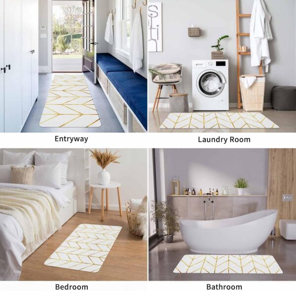 Cushioned Anti-Fatigue Kitchen Mats - Geometric Golden Stripes (Set of 2) - Image 2