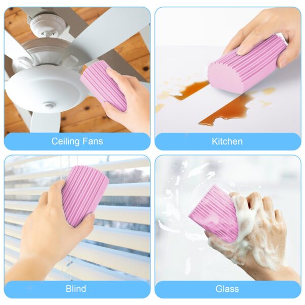 2-Pack Damp Clean Duster Sponge, Magic Sponge Eraser Baseboard Cleaner Tool, Dusters for Cleaning Blinds, Glass, Vents, Railings, Mirrors,Window Track Grooves and Faucets - Image 57