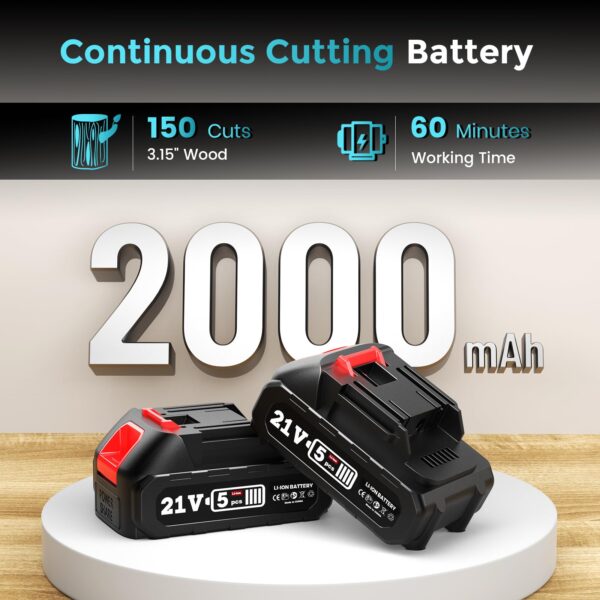 Seesii Mini Chainsaw Cordless 6-inch, Handheld Electric Power Chain Saw with 2 Batteries, for Tree Trimming Wood Cutting, Best Gifts for Dad, Husband - Image 12