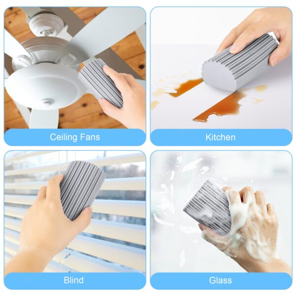 2-Pack Damp Clean Duster Sponge, Magic Sponge Eraser Baseboard Cleaner Tool, Dusters for Cleaning Blinds, Glass, Vents, Railings, Mirrors,Window Track Grooves and Faucets - Image 36