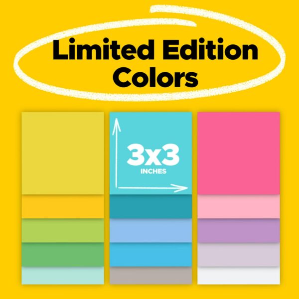 Post-it Super Sticky Notes, Limited Edition Color Collection, 3x3 in, 15 Pads/Pack, 45 Sheets/Pad - Image 6