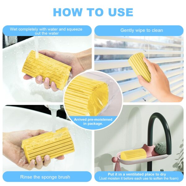 2-Pack Damp Clean Duster Sponge, Magic Sponge Eraser Baseboard Cleaner Tool, Dusters for Cleaning Blinds, Glass, Vents, Railings, Mirrors,Window Track Grooves and Faucets - Image 54