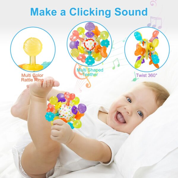 TOHIBEE Baby Montessori Sensory Teether Toy for 0-6, 6-12 Months, Blue, Silicone & ABS Plastic, Baby Rattle - Image 22