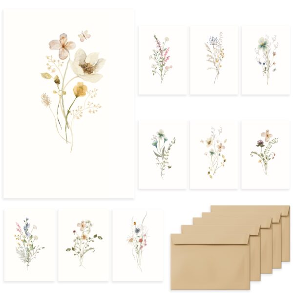 slapaflife Blank Cards,Blank Greeting Cards 4x6,40Pack -Elegant Floral Design Blank Greeting Cards,Note Cards with Matching Peel-and-Seal Rustic Envelopes - Image 4