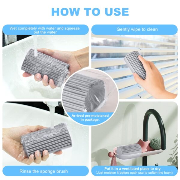 2-Pack Damp Clean Duster Sponge, Magic Sponge Eraser Baseboard Cleaner Tool, Dusters for Cleaning Blinds, Glass, Vents, Railings, Mirrors,Window Track Grooves and Faucets - Image 40