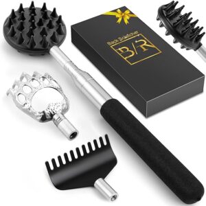 Telescoping Back Scratcher with 3 Detachable Heads - Ideal Gift for Men and Women