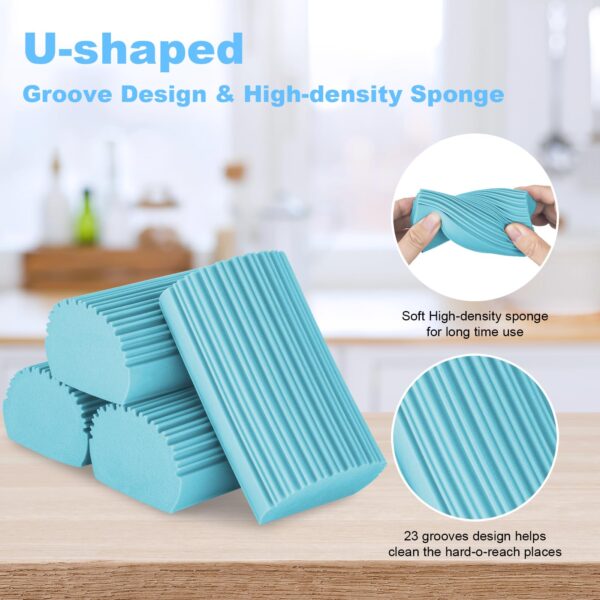 2-Pack Damp Clean Duster Sponge, Magic Sponge Eraser Baseboard Cleaner Tool, Dusters for Cleaning Blinds, Glass, Vents, Railings, Mirrors,Window Track Grooves and Faucets - Image 11