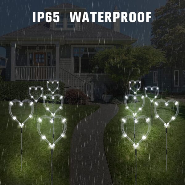 6 Pack Outdoor Solar Garden Lights, 120 LED Waterproof Solar Lamps Decorative, Fireworks Lamp, 8 Modes Landscape Lights with Remote for Pathway Backyard Walkway Patio (Cool White) - Image 5