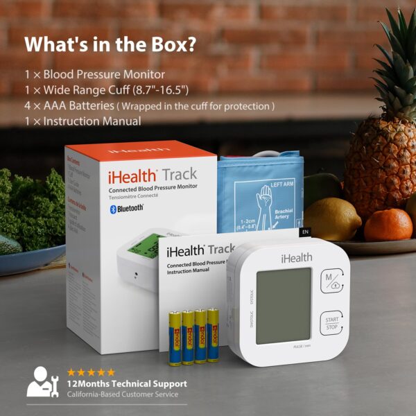 iHealth Track Smart Upper Arm Blood Pressure Monitor with Wide Range Cuff That fits Standard to Large Adult Arms, Bluetooth Compatible for iOS & Android Devices - Image 3