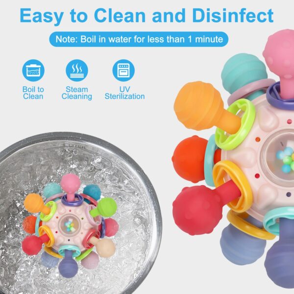 TOHIBEE Baby Montessori Sensory Teether Toy for 0-6, 6-12 Months, Blue, Silicone & ABS Plastic, Baby Rattle - Image 11