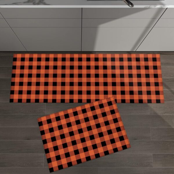 Cushioned Anti-Fatigue Kitchen Mats - Orange & Black Checkered (Set of 2) - Image 7
