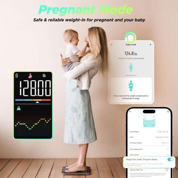 Runstar Scale for Body Weight, Smart Scale with 8-in-1 VA Display, High Precision Bathroom Digital Scale for Body Weight Heart Rate BMI Body Fat 22 Body Composition Sync APP, FSA HSA Eligible - Image 2