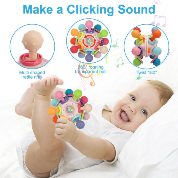 TOHIBEE Baby Montessori Sensory Teether Toy for 0-6, 6-12 Months, Blue, Silicone & ABS Plastic, Baby Rattle - Image 10