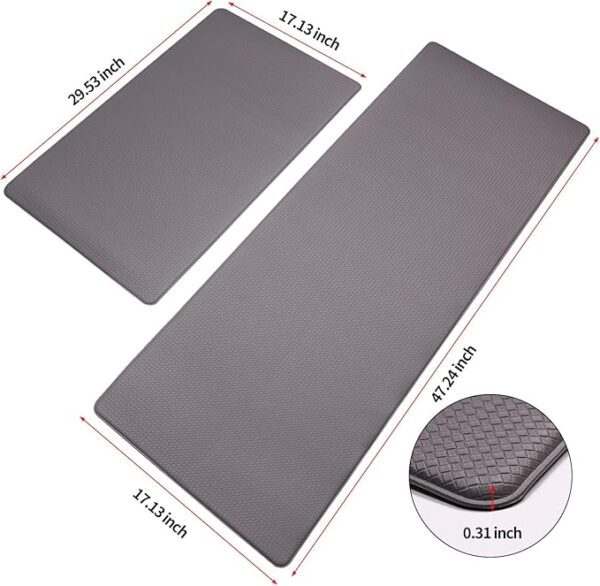 Cushioned Anti-Fatigue Kitchen Mats - Gray (Set of 2) - Image 4